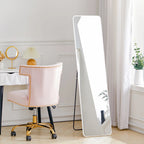 Silver White Modern Rectangular Metal Freestanding Mirrors for Bathroom, Bedroom, Living Room, Hallway Decoration