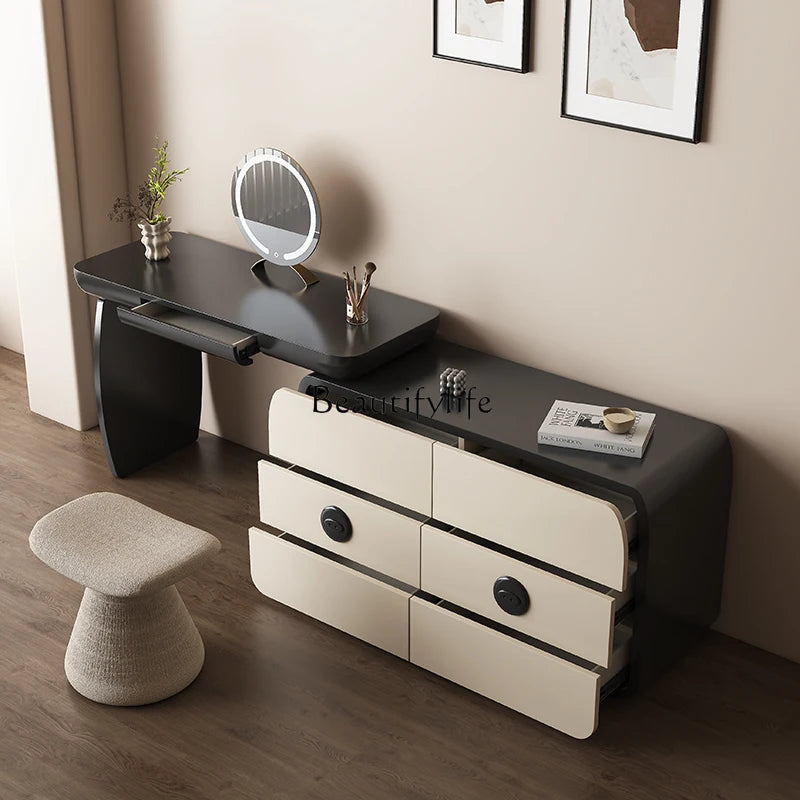 Italian minimalist storage cabinet integrated retractable dresser large capacity bedroom modern minimalist dressing table