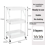 Foldable Storage Rack Small Cart Storage Rack Multi Layer Floor-standing Storage Rack Kitchen Snack Rack Toilet Mobile Storager