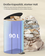 SONGMICS laundry basket Laundry Collector 90 Litre Laundry Ton with Lid Removable Laundry Bag Bedroom
