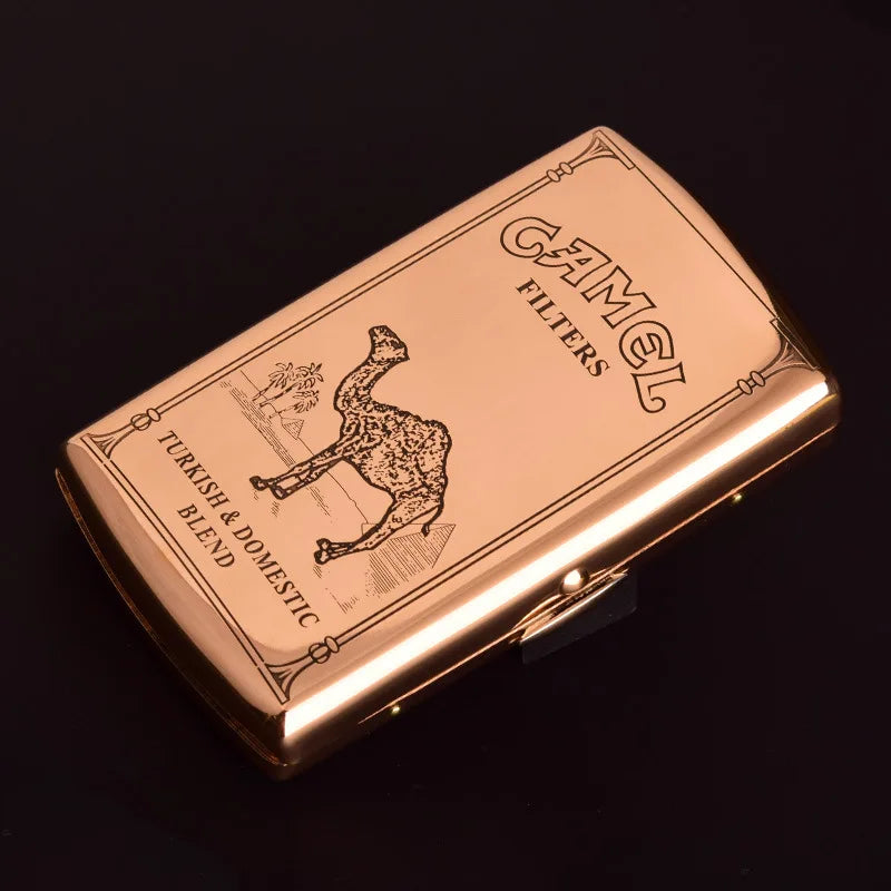 Retro Red Copper Brass Carved Cigarette Case for 12 Cigarettes Portable Tobacco Case Cigarette Holder Storage Box Smoking Tools