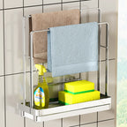 Stainless Steel Kitchen Cloth Storage Rack, Magic Organizer for Dishcloths, Water-Draining Rack for Windowsill and Sink Gaps, Narrow Towel Holder