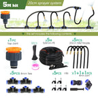 30M-5M DIY Free Bending Universal Sprayer Kit 8mm Hose Patio Misting Cooling System for Garden Plant Fogging Watering Irrigation