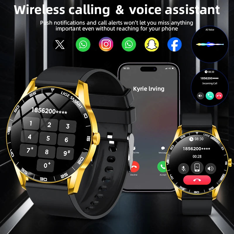 LIGE New Smartwatch Women Men 1.38-inch Smart Watch Message Notification iOS Android Smartwatches Fitness Bluetooth Call Watches