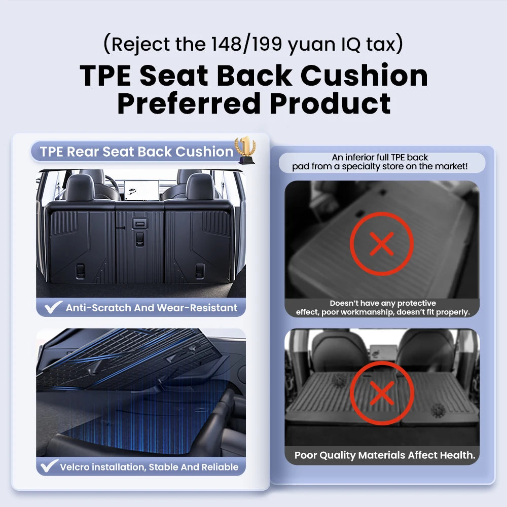 YZ For Tesla Model Y 2021-2025 Juniper TPE Rear Seat Back Cover Backrest Protector  Trunk Anti-scratch Pad Anti-dirty Mat with