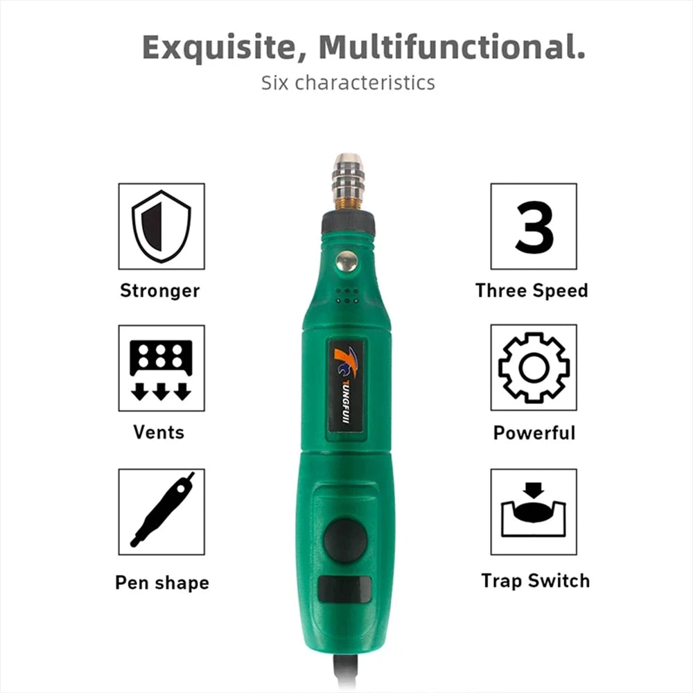 Mini Electric Drill 3 Speed Rotary Tools Engraver Carving Etching Pen Stone Glass Wood Mini Electric Engraver DIY Glass Ceramic