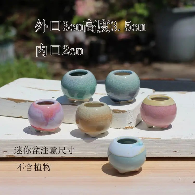 Combination Ceramic Breathable Small Flowerpot Cute Thumb Succulent Plant Flowerpot Home Mini Garden Bonsai Potted Flower Pot