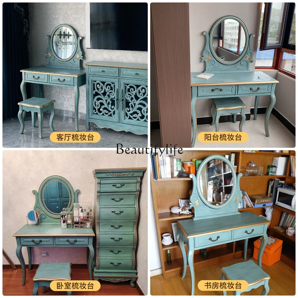 FG11American dresser retro Mediterranean style end of bed with mirror beauty table and chairs European style