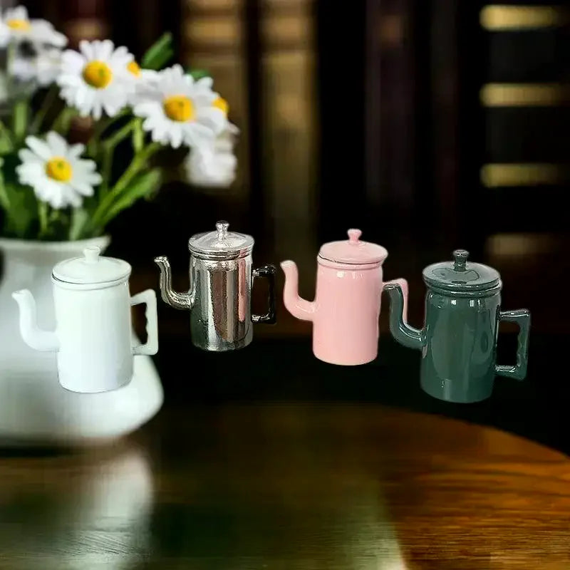 1:12 Dainty Miniature Kettle with Lid Models for Dollhouse Kitchen, Fun Pretend Play Kids Toy, Perfect for DIY Gift-making