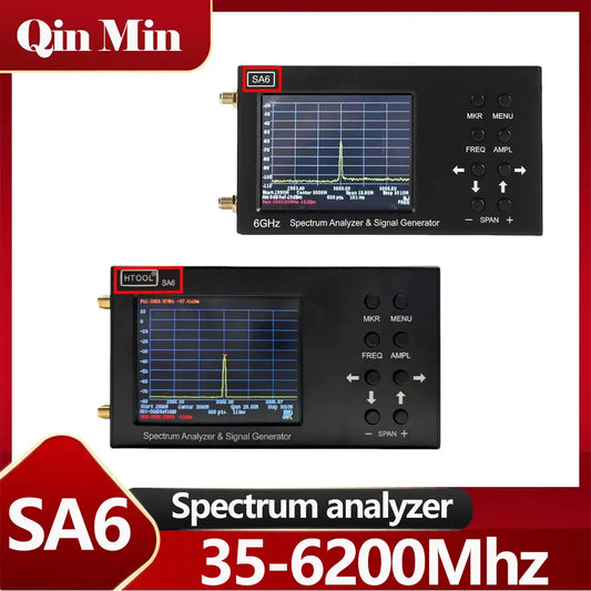 HTOOL SA6 6GHz Portable Spectrum Analyzer Signal Generator 3.2-inch Touch Screen Handheld Spectrum Analyzer Signal Tester