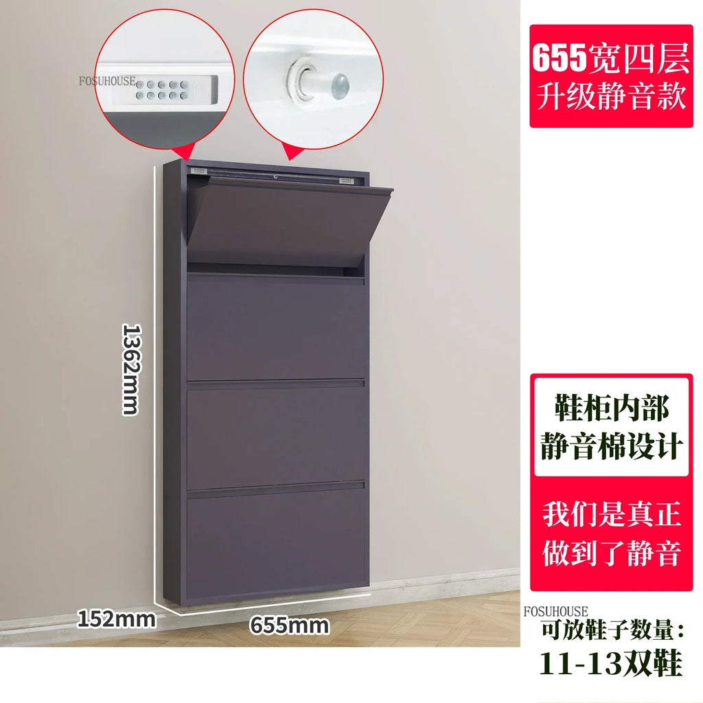 Narrow Shoe Rack Home Aesthetic Living Room Furniture Tilted Vertical Wooden Storage Hallway Shoe Cabinets n