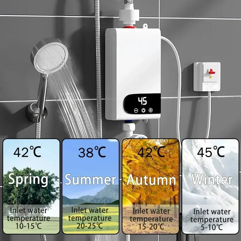 5500W Newest Water Heater Instant Water Heater Tankless Instantaneous Faucet Tap Kitchen Hot Water Crane LED Digital