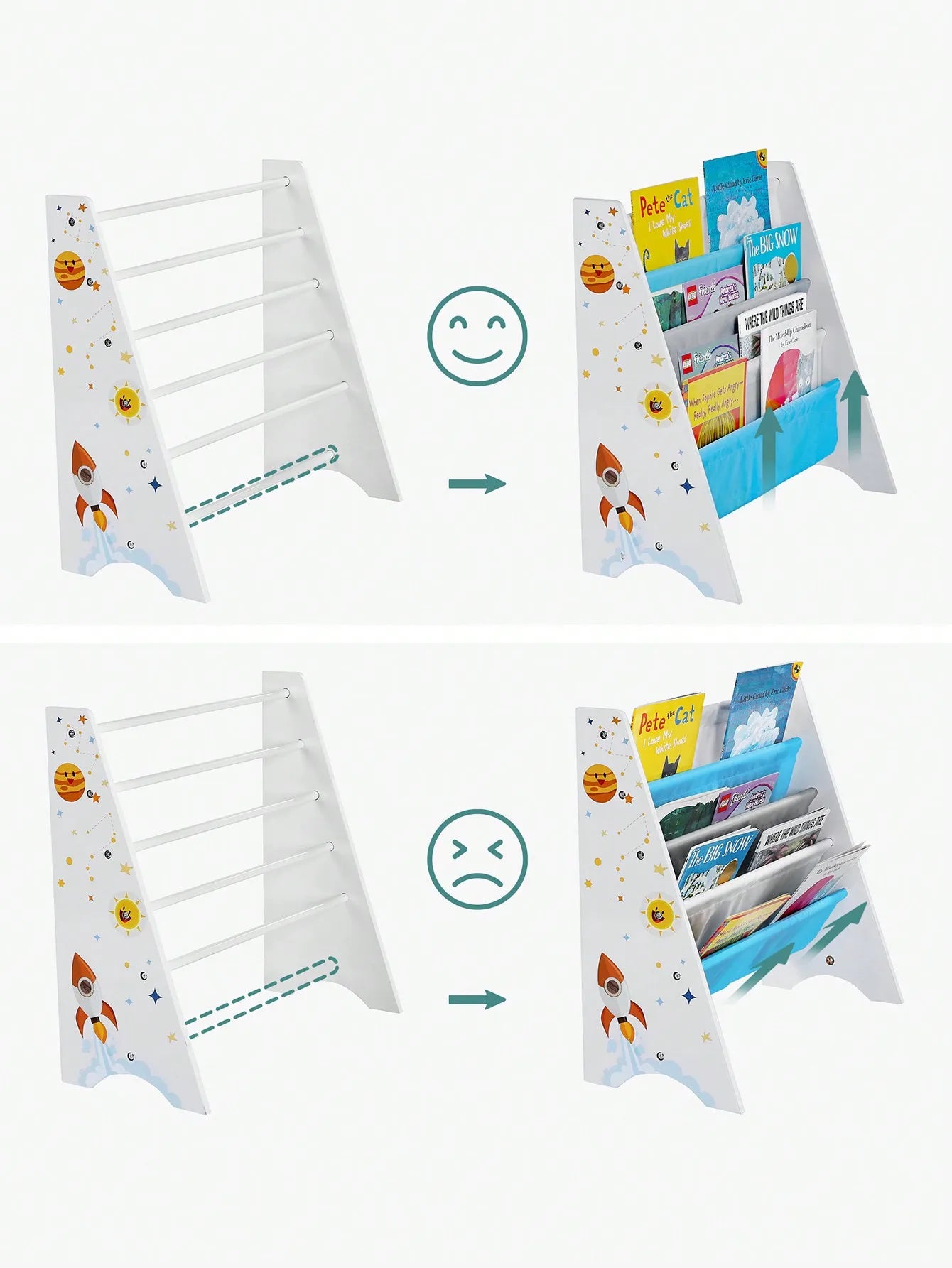 SONGMICS Children's Bookcase: Book Storage Shelf with Anti-Tip Kit, Children's Room, Playroom, Nursery, School, 62.5x28x60cm