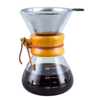 400ml 500ml 600ml 800ml 1000ml Glass Coffee Drip Wooden Collar Coffee Pot Borosilicate Chemex Glass Pour Over for Coffee Making