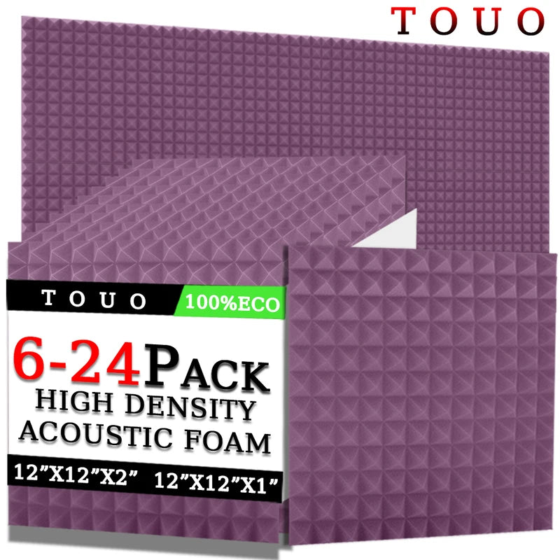 TOUO 6/12/24 Pcs Pyramid Acoustic Foam Sound Absorbing Studio Acoustic Treatment Noise Insulation For Walls Acoust Insulation