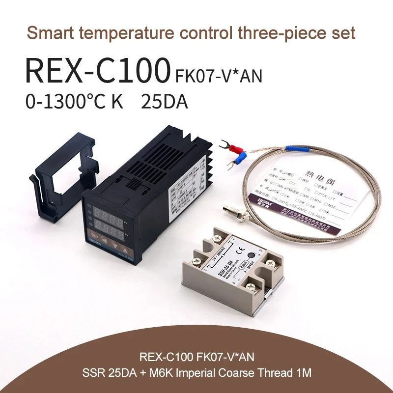 REX-C100 Digital PID Temperature Controller Thermostat SSR output Max.40A SSR Relay K Thermocouple Probe High Quality