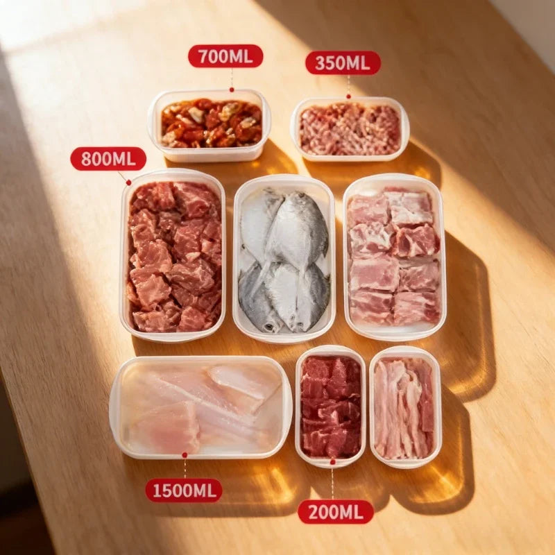 Kitchen Sealed Fresh Storage Containers 4 Size White Food Box for Refrigerator Organizer Storage Box