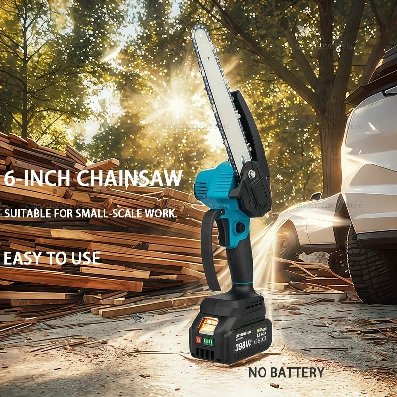 6-inch Cordless Mini Chainsaw 18V Handheld Electric Tree Trimming Saw Rechargeable Gardening Tool for Pruning and Landscaping