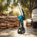 6-inch Cordless Mini Chainsaw 18V Handheld Electric Tree Trimming Saw Rechargeable Gardening Tool for Pruning and Landscaping