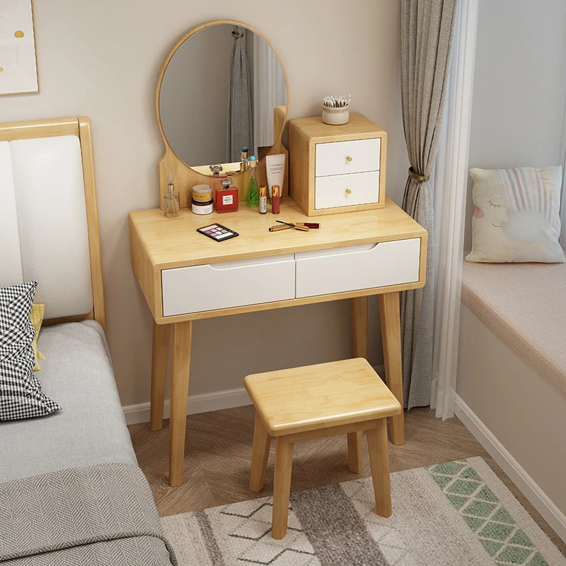 Nordic solid wood dresser 60cm small apartment bedroom modern simple makeup table light luxury dresser storage cabinet
