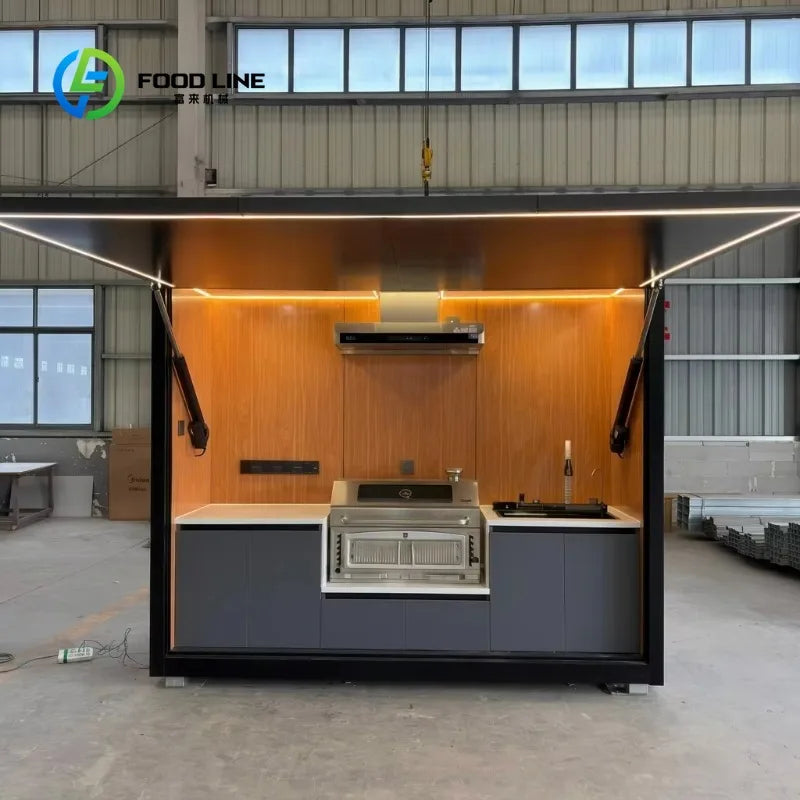 Customized Prefabricated Steel Outdoor Kitchen Matched Multi Type Cookware For Budget Friendly Patio Barbecue Construction