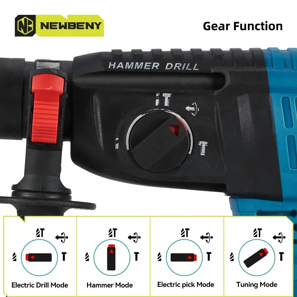 1680W 26mm Brushless Electric Hammer Cordless Efficient Rechargeable Hammer Impact Drill Power Tool For Makita 18V Battery Pin
