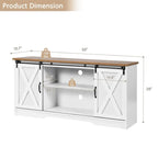 59-inch Farmhouse Rustic Oak and Whitewood Corner TV Stand with 2 Sliding Barn Doors (Maximum TV Size 65-inch) and Adjustable Sh