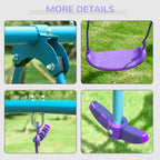 Metal Swing Set with Glider, Two Swing Seats and Adjustable Height, Outdoor Heavy Duty A-Frame Suitable for Playground, Backyard
