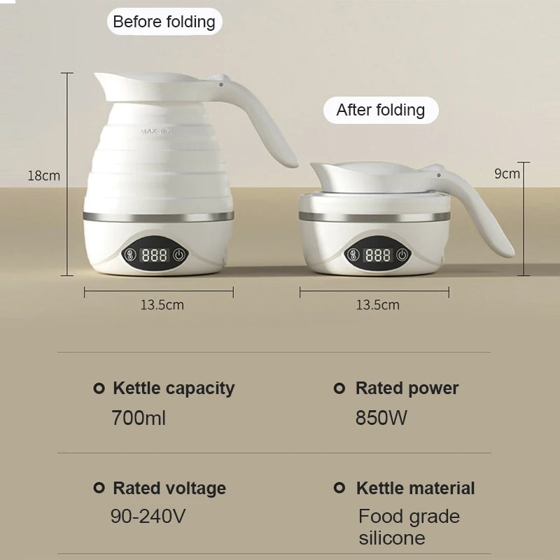 110V/220V Travel Camping Portable Foldable Silicone Electric Kettle Boiling Hot Water Thermal Insulation Heating Boiler Tea Pot