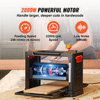 SucceBuy Electric Thickness Planer Benchtop 13in Wood Planer with Three Blades Two Speed 15Amp 2000W for DIY Woodworking Planing