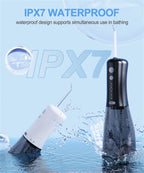 Portable Water Flosser Dental Oral Irrigator Teeth Cleaner 350ml 4 Modes Rechargeable IPX7 Waterproof for Travel Use