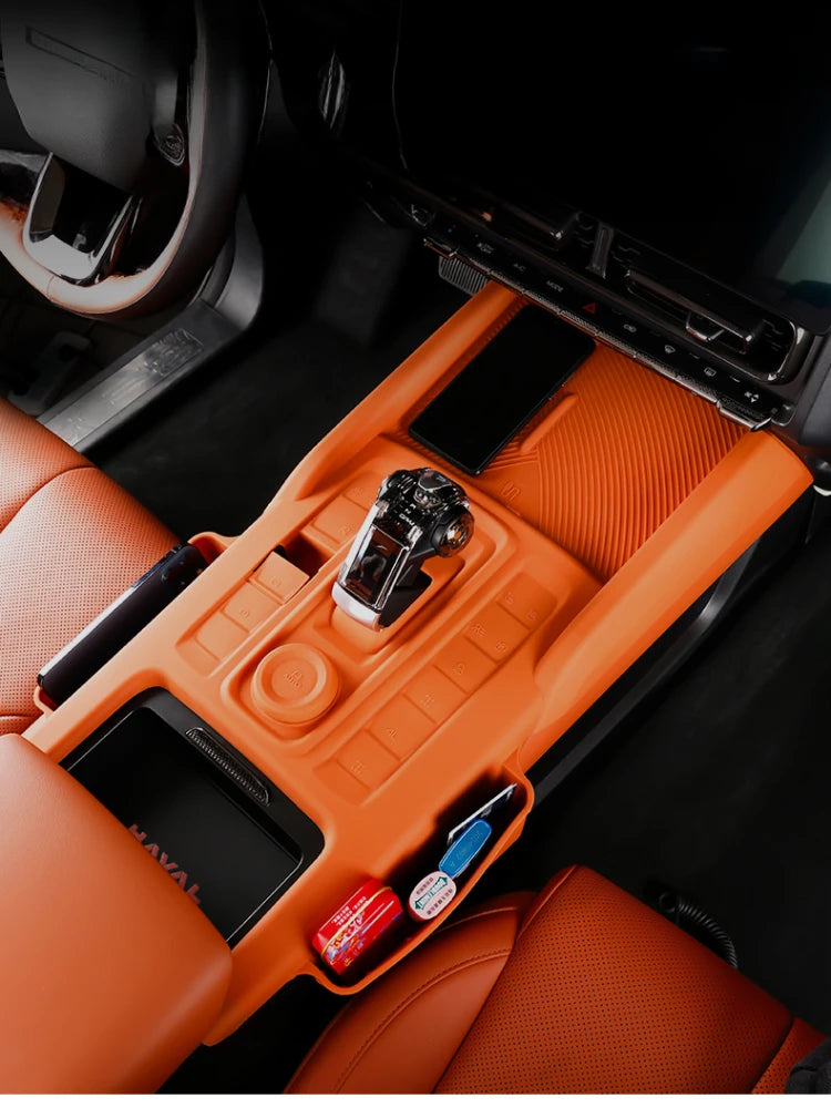 For Great Wall Haval H9 2024 2025 Center Console Wireless Charging Silicone Pad with Storage Bag Gear Shift Panel Dust Cover