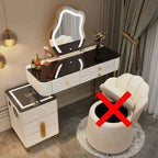 Luxury Glass Dressing Table with Smart Wireless Charging Bedroom Vanity Nightstand Makeup Table Drawers with Led Mirror Dresser