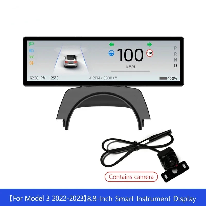 Car Dashboard Head-Up Display 8.8 Inch for Tesla Model 3 2017-2025 Model Y 2019-2025 Ultra-Thin Screen with Front Camera