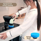 Wireless Home Kitchen and Bathroom Multifunctional Long Short Dual Use Handheld Brush with Multiple Brush Heads Cleaning Tool