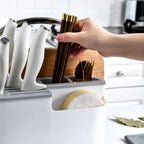 Large Capacity Multi Kitchen Cutlery Holder Waterproof Space Saving Integrated Drainer Organizer Stable Chopstick Bucket