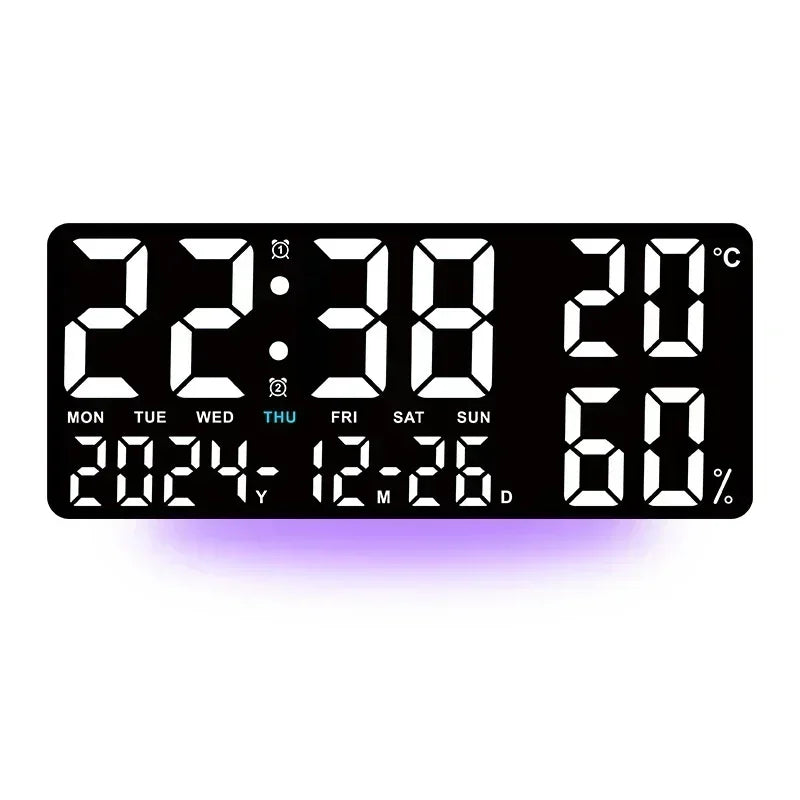 Large LED Digital Wall Clock Alarm Clock with Timing Function Remote Control Ambient Light for Living Room Office Bedroom Decor