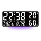 Large LED Digital Wall Clock Alarm Clock with Timing Function Remote Control Ambient Light for Living Room Office Bedroom Decor