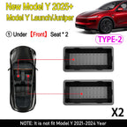 For Tesla Model Y Juniper 2025 Front Rear Under Seat Storage Box Bins Center Console Organizer Hidden Drawer Travel Accessories