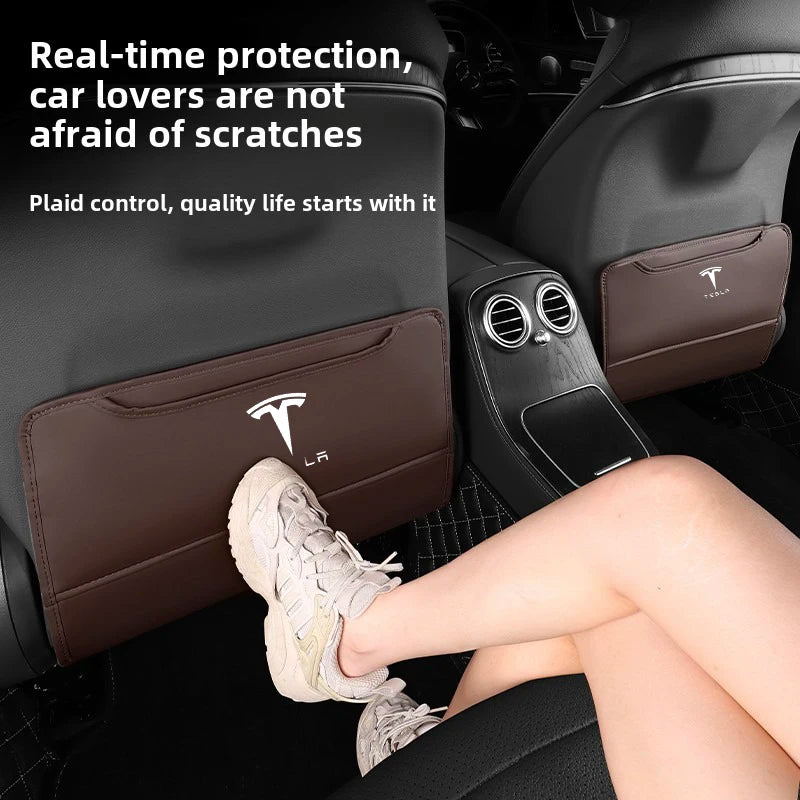 Car Seat Back Protection Anti-Kick Pad Rear Seat Storage Bag  For Tesla Model S Model X Model Y Cybertruck Model 3 Model Y