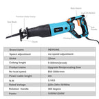 900W/1050W/1200W Electric Reciprocating Saw With Adapter Blades DIY AC Electric Saw For Wood Metal Plasitic Cutting