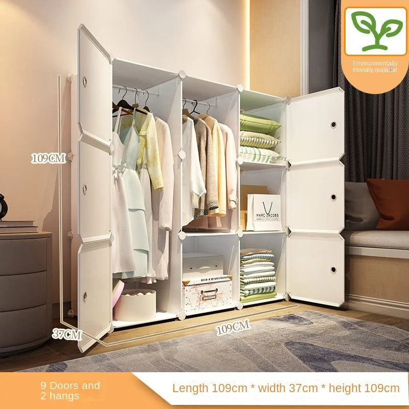 Home Bedroom Furniture Simple Wardrobe Clothes Cabinets Dressers Cube Storage Locker Baby Closet Plastic Collapsible Dustproof