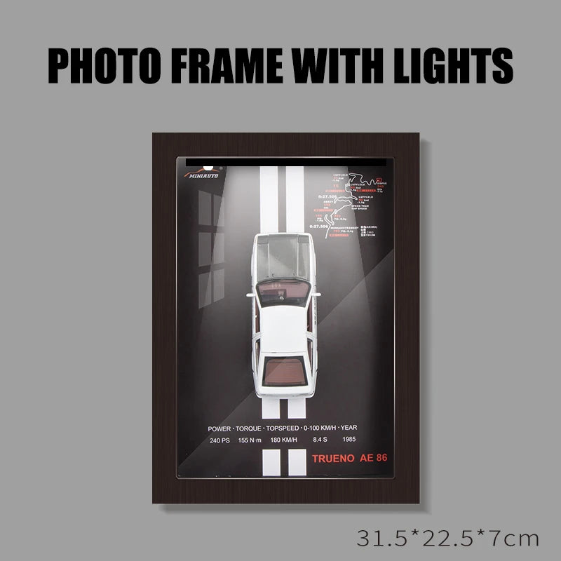 1:32 photo frame version alloy metal sports car model 3D hanging picture frame Interior decorations ornaments With Light Display