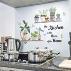Kitchen Green Plants Cooking Art Butterfly Flower Kitchen Quotes Wall Stickers Art Home Decorations Wall Decals