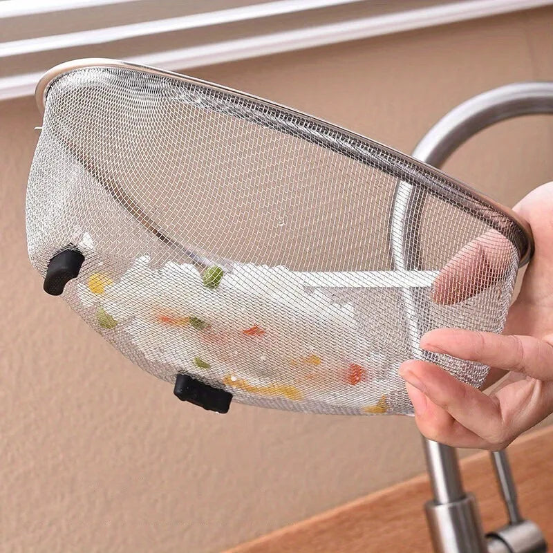 Kitchen Sink Strainer Basket, Stainless Steel Triangular Sink Strainer Corner Sink Rack Collect Food Scraps Washing Basket