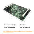 Luxury Green Marble Oval Tray: Bathroom Organizer & Fruit Serving Platter, Waterproof Stone Decor for Hotel Spa Home Kitchen