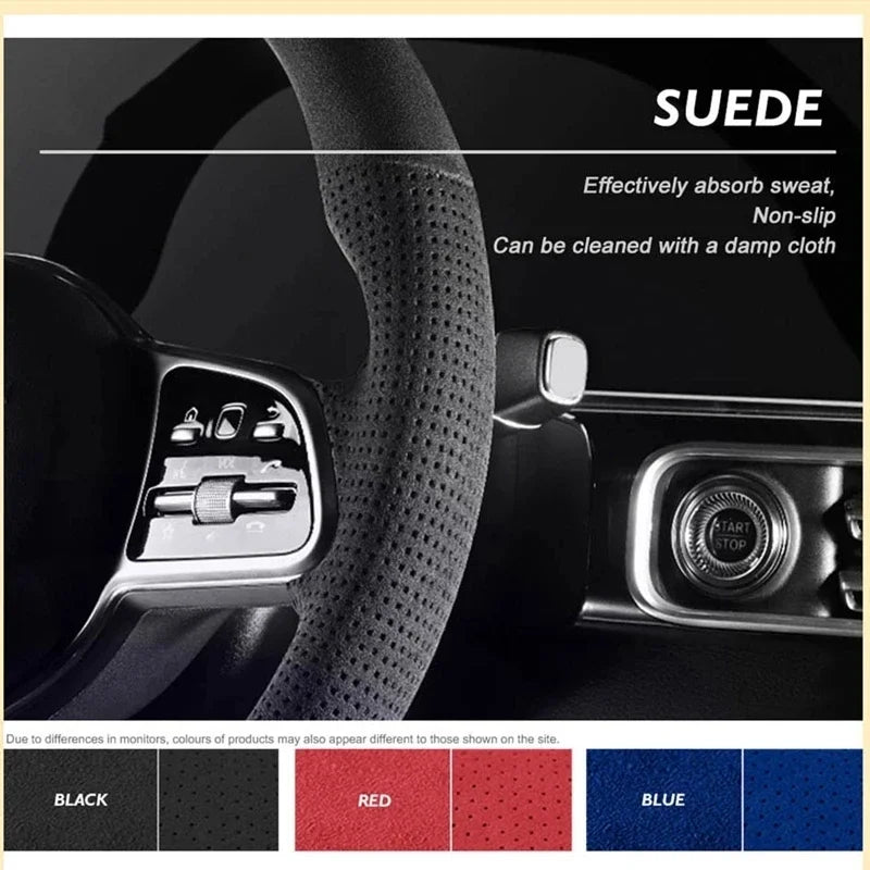 Hand-stitched Suede Car Steering Wheel Cover for Nissan GTR GT-R R35 Nismo 2008-2016 Full Coverage Steering Wheel Accessory