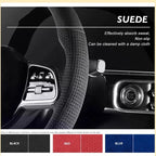 Hand-stitched Suede Car Steering Wheel Cover for Nissan GTR GT-R R35 Nismo 2008-2016 Full Coverage Steering Wheel Accessory
