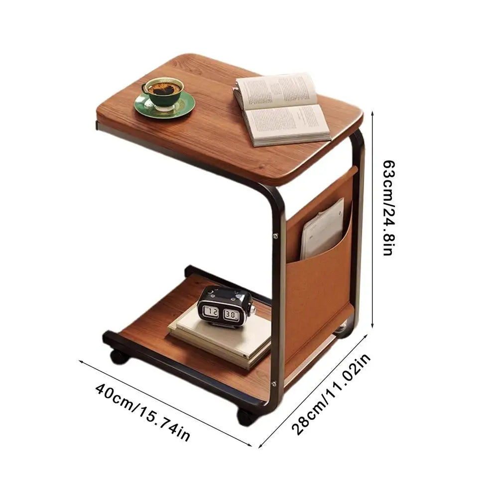 C Shaped End Table Small Side Table For Living Room Double Layer Movable Side Table For Sofas Living Rooms Bedside Areas
