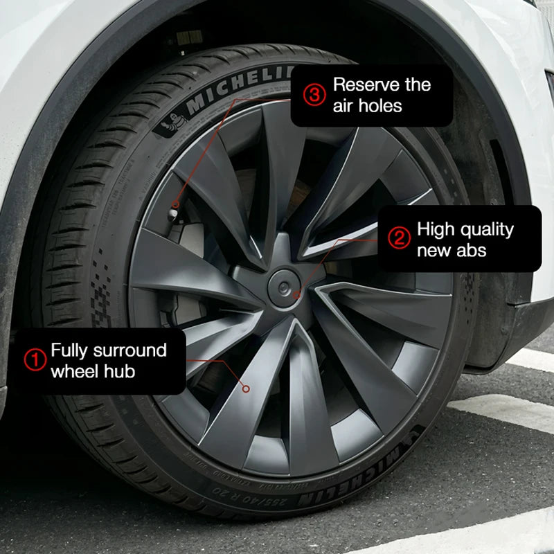 4PCS Hub Caps for Tesla Model Y Juniper 20-Inch Wheel Cover Performance Replacement Helix 2.0 Wheels Full Rim Accessories 2025